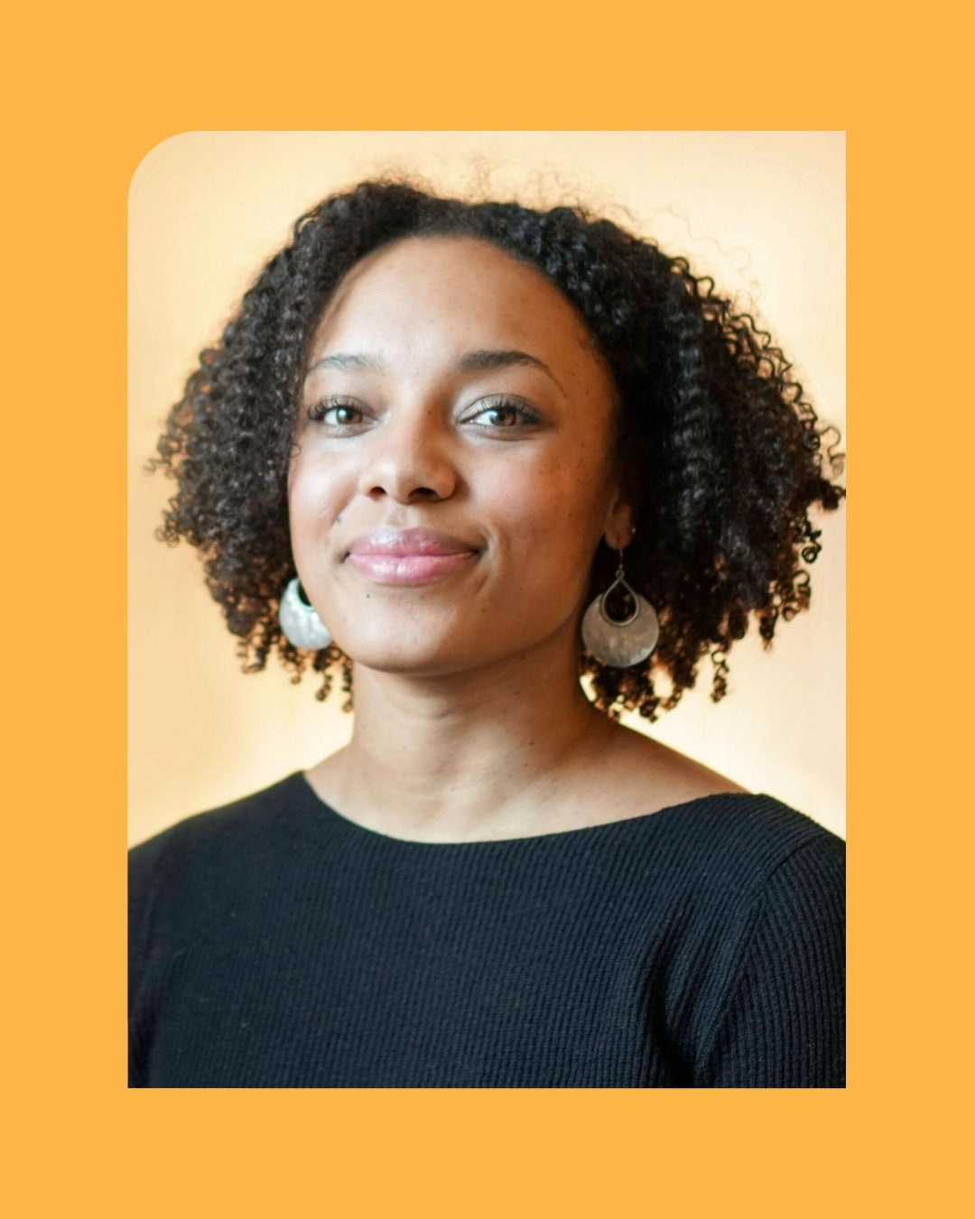A Photo of Rebecca Bair with an orange border