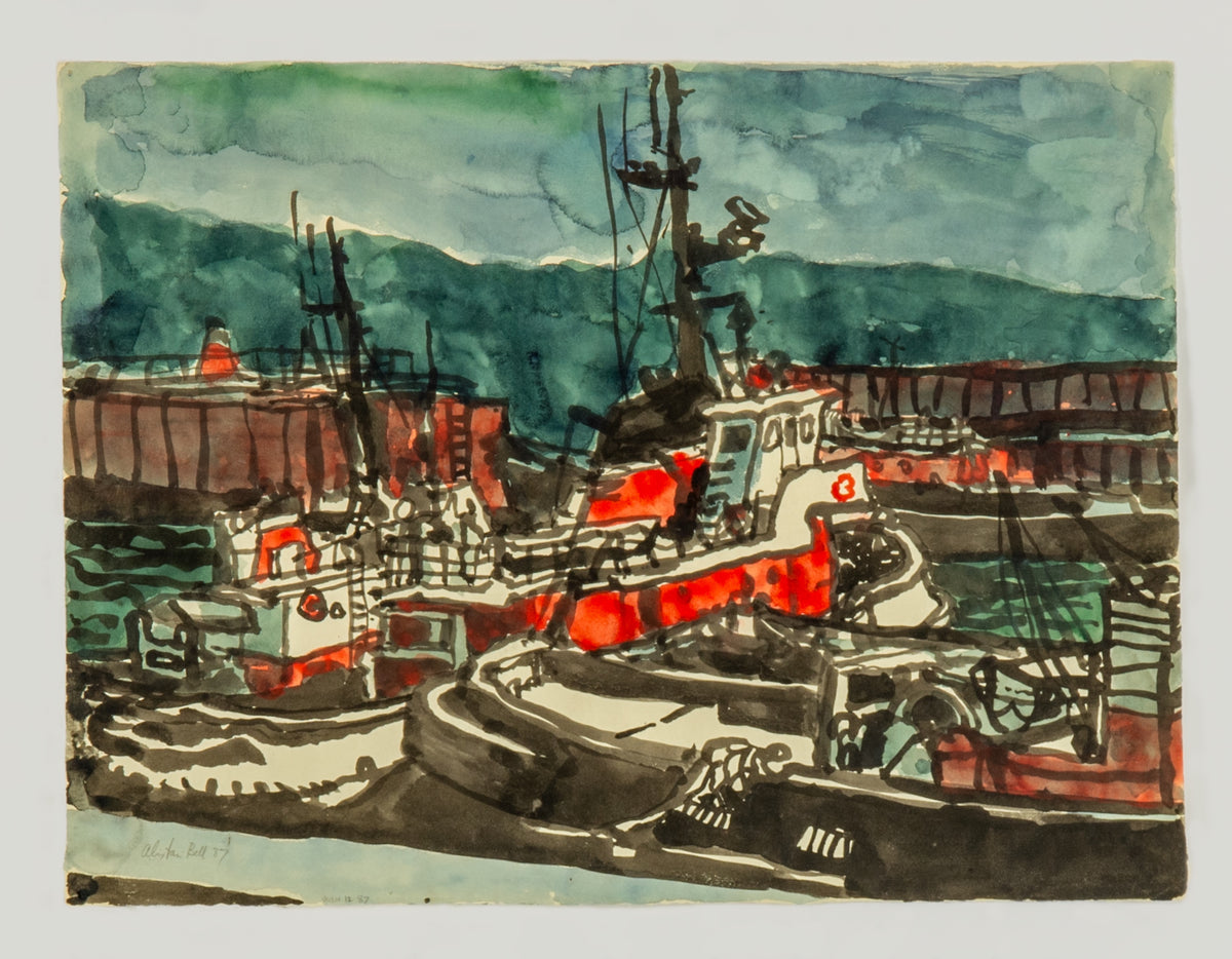 Alistair Bell, Untitled (Two Tugs at Seaspan), 1987