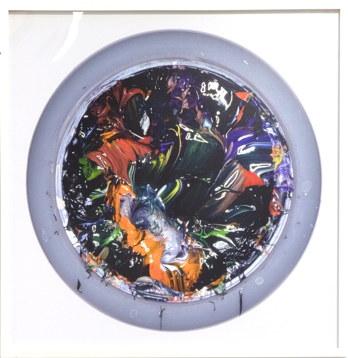 Douglas Coupland, Planet #5 (Black), 2002. Image of black circular object with multicoloured swirls inside. View 2 of 2.