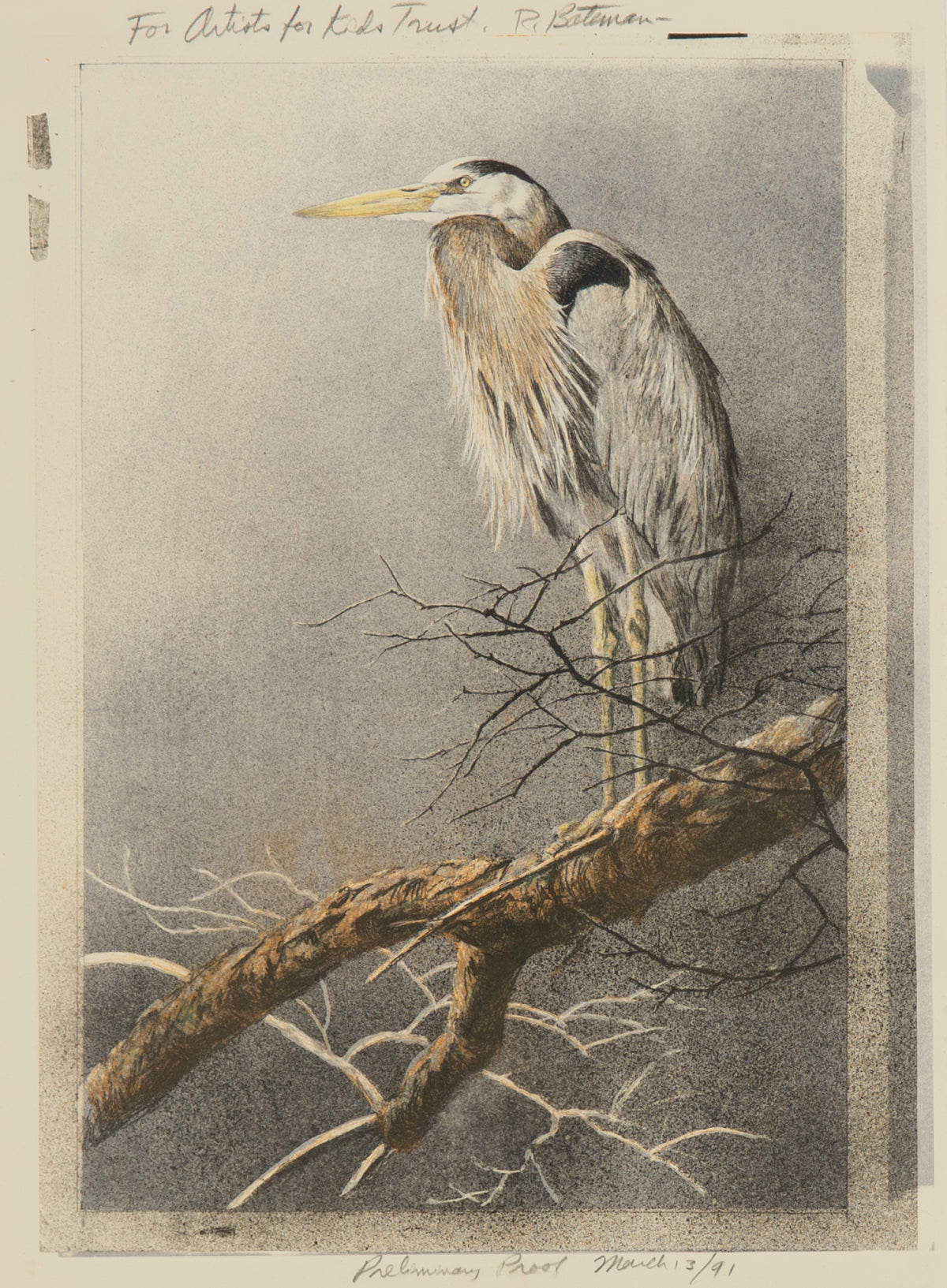 Robert Bateman, Great Blue Heron - Preliminary Proof, 1991