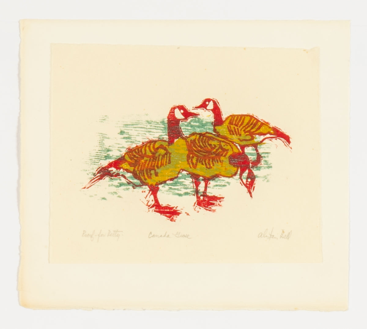 Alistair Bell, Canada Geese (Proof for Betty), 1986