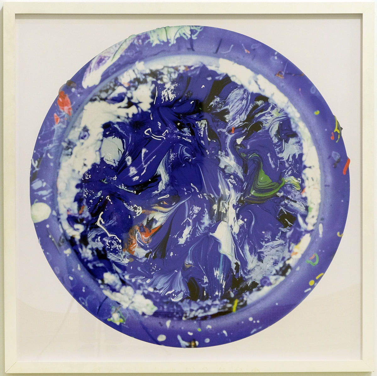Douglas Coupland, Planet #1 (Blue), 2002. Image of blue circular object with multicoloured swirls inside. View 1 of 2.