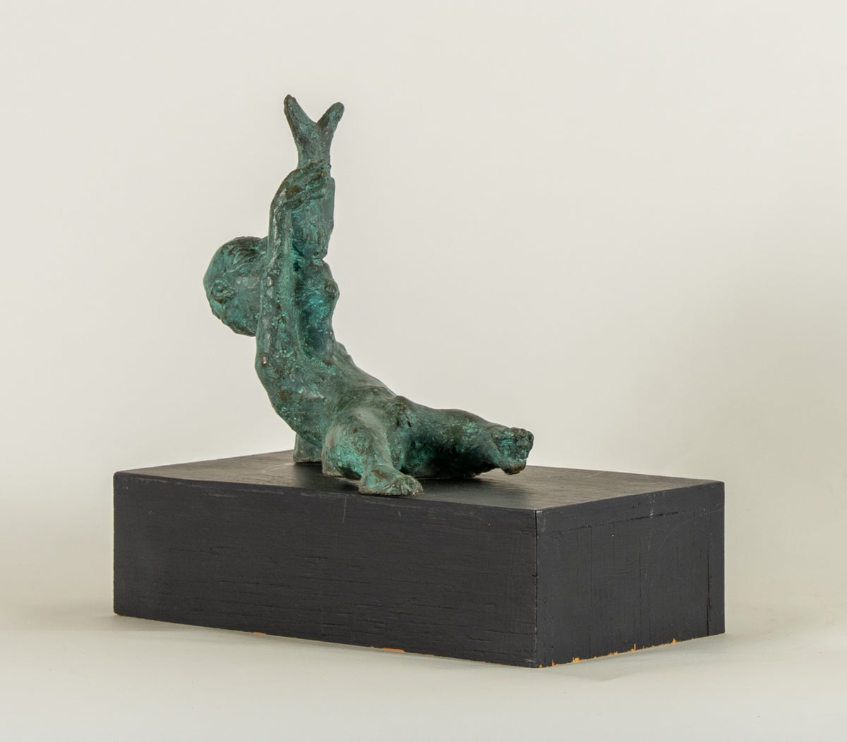 Leonard Epp, Untitled Bronze [Figure w/Fish] View 1 of 2.