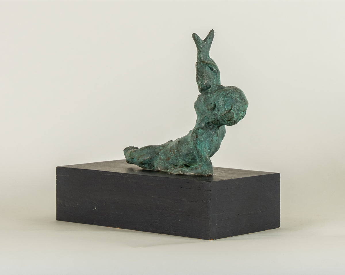 Leonard Epp, Untitled Bronze [Figure w/Fish] View 2 of 2.