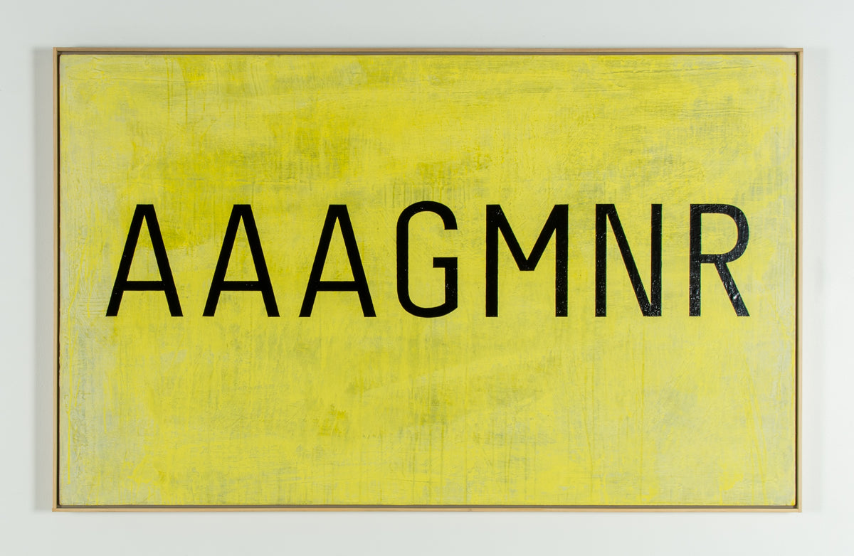 Enn Erisalu, Aaagmnr, 1992. The letters: A, A, A, G, M, N, R, in black against a light green background.