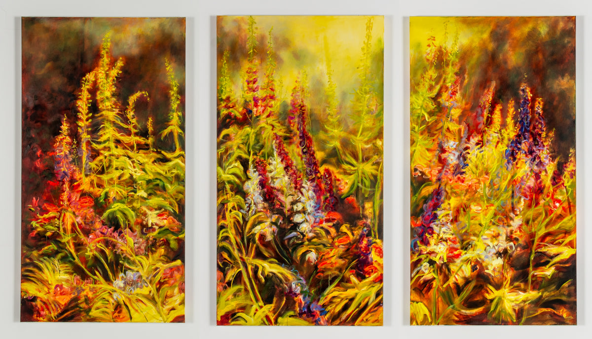 Jamie Evrard, Delphinium Burnt Orange Tryptych, 2003 View 2 of 2.