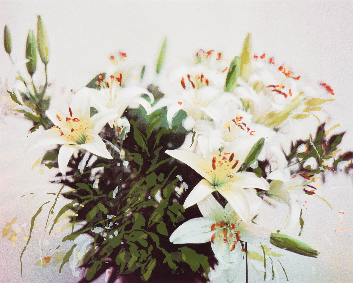 Gordon Smith, Friend's Flowers, 1997. A still-life of white lilies.