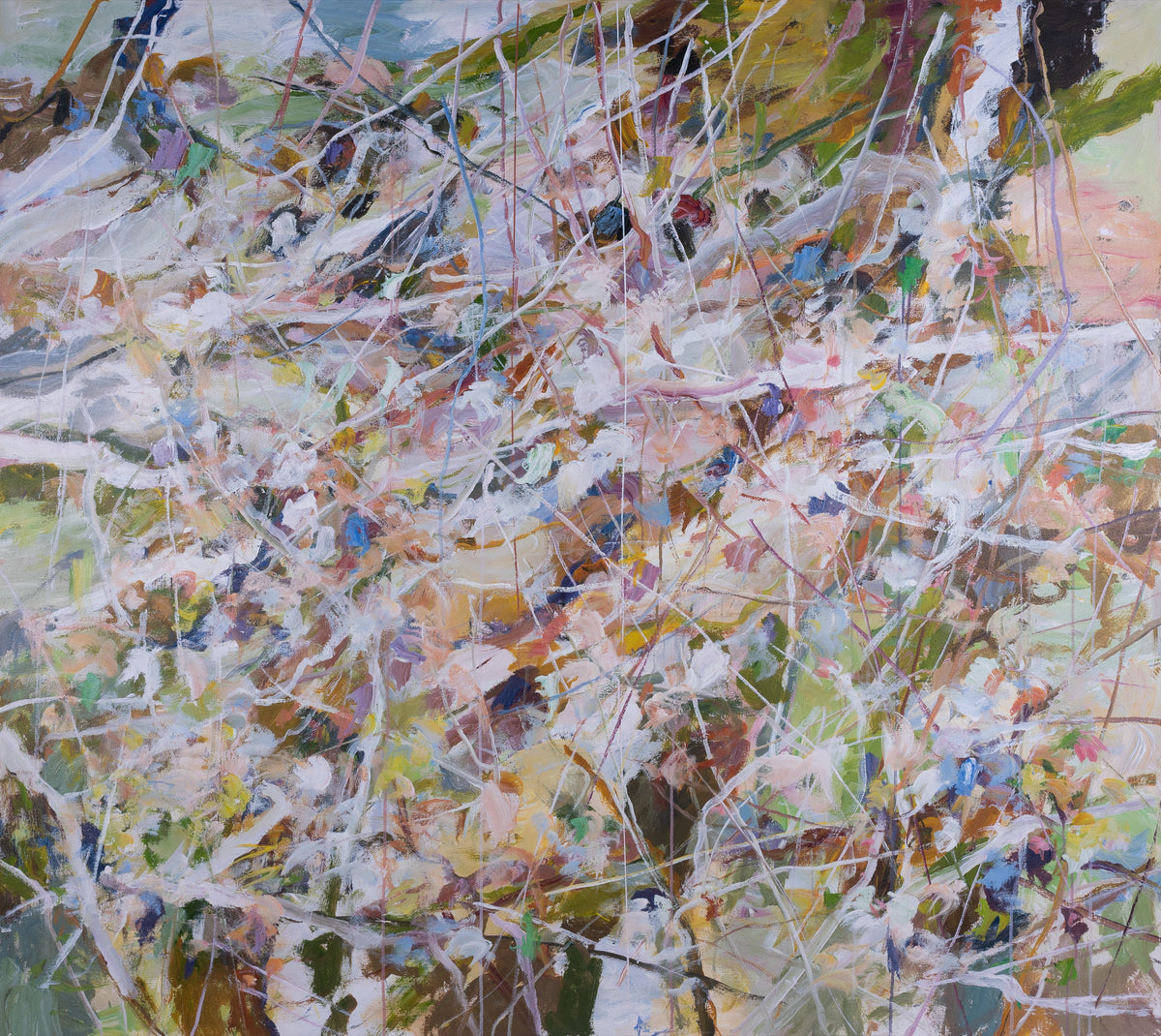 Gordon Smith, Tangled Beach, 2006. Abstract splashes of green, yellow, and white.