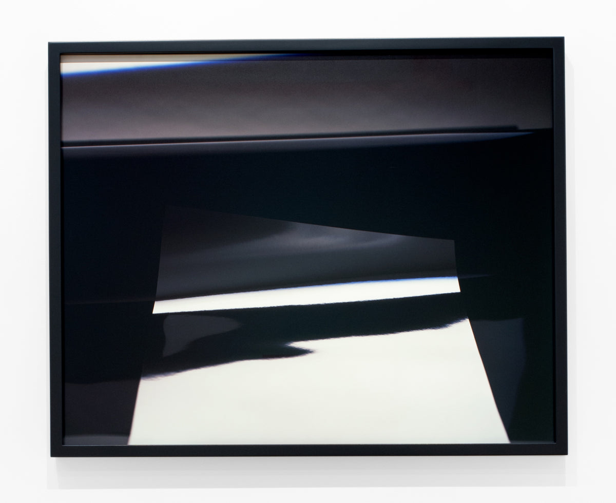 Karen Zalamea, Light & Variation 6, 2015. Abstract composition of black and white - with white being at the centre-bottom.